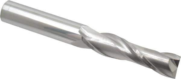 Atrax - 3/4", 3" LOC, 3/4" Shank Diam, 6" OAL, 2 Flute, Solid Carbide Square End Mill - Single End, Uncoated, Spiral Flute, 30° Helix, Centercutting, Right Hand Cut - Eagle Tool & Supply