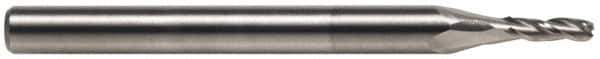 SGS - 15/32" Diam, 1" LOC, 3 Flute Solid Carbide Ball End Mill - Uncoated, Single End, 3" OAL, 1/2" Shank Diam, Spiral Flute - Eagle Tool & Supply