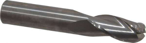 Atrax - 1/2" Diam, 1" LOC, 3 Flute Solid Carbide Ball End Mill - Uncoated, Single End, 3" OAL, 1/2" Shank Diam - Eagle Tool & Supply
