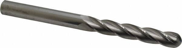 Atrax - 1/2" Diam, 3" LOC, 4 Flute Solid Carbide Ball End Mill - Uncoated, Single End, 6" OAL, 1/2" Shank Diam - Eagle Tool & Supply