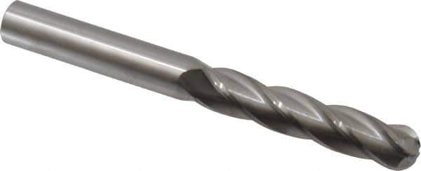 Atrax - 5/8" Diam, 3" LOC, 4 Flute Solid Carbide Ball End Mill - Uncoated, Single End, 6" OAL, 5/8" Shank Diam - Eagle Tool & Supply
