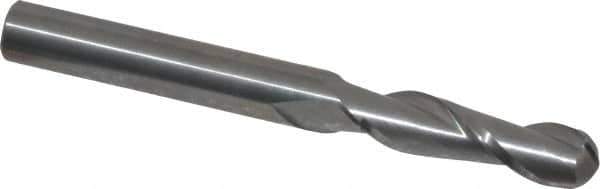 Atrax - 5/16" Diam, 1-1/8" LOC, 2 Flute Solid Carbide Ball End Mill - Uncoated, Single End, 3" OAL, 5/16" Shank Diam - Eagle Tool & Supply