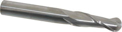Atrax - 3/8" Diam, 1-1/8" LOC, 2 Flute Solid Carbide Ball End Mill - Uncoated, Single End, 3" OAL, 3/8" Shank Diam - Eagle Tool & Supply