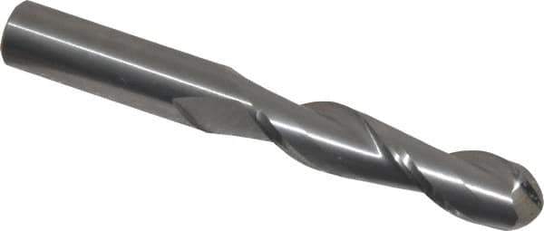 Atrax - 1/2" Diam, 2" LOC, 2 Flute Solid Carbide Ball End Mill - Uncoated, Single End, 4" OAL, 1/2" Shank Diam - Eagle Tool & Supply