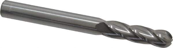 Atrax - 5/16" Diam, 1-1/8" LOC, 4 Flute Solid Carbide Ball End Mill - Uncoated, Single End, 3" OAL, 5/16" Shank Diam - Eagle Tool & Supply