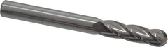 Atrax - 5/16" Diam, 1-1/8" LOC, 4 Flute Solid Carbide Ball End Mill - Uncoated, Single End, 3" OAL, 5/16" Shank Diam - Eagle Tool & Supply