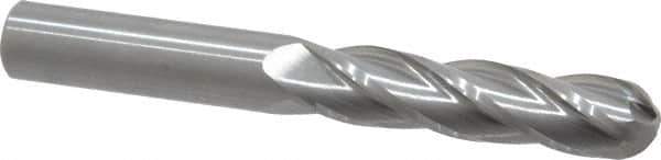Atrax - 1/2" Diam, 2" LOC, 4 Flute Solid Carbide Ball End Mill - Uncoated, Single End, 4" OAL, 1/2" Shank Diam - Eagle Tool & Supply