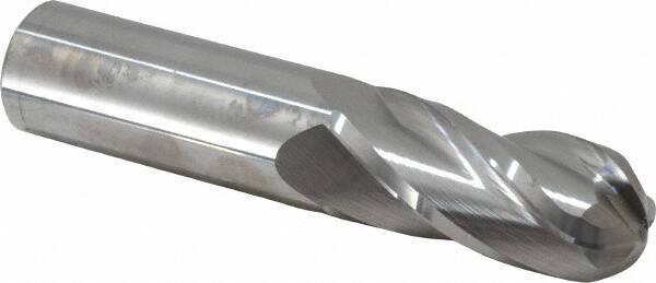 Atrax - 1" Diam, 2-1/4" LOC, 4 Flute Solid Carbide Ball End Mill - Uncoated, Single End, 5" OAL, 1" Shank Diam - Eagle Tool & Supply