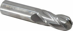 Atrax - 1" Diam, 2-1/4" LOC, 4 Flute Solid Carbide Ball End Mill - Uncoated, Single End, 5" OAL, 1" Shank Diam - Eagle Tool & Supply