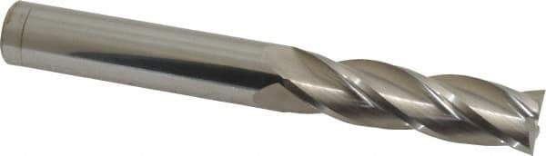 Atrax - 5/8", 2-1/4" LOC, 5/8" Shank Diam, 5" OAL, 4 Flute, Solid Carbide Square End Mill - Single End, Uncoated, Spiral Flute, 30° Helix, Centercutting, Right Hand Cut - Eagle Tool & Supply