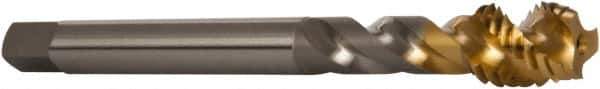 OSG - 1/2-13 UNC 3 Flute 2B Modified Bottoming Spiral Flute Tap - Vanadium High Speed Steel, TiN Finish, 110mm OAL, Right Hand Flute, Right Hand Thread - Eagle Tool & Supply