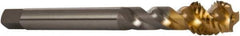 OSG - 1/2-13 UNC 3 Flute 2B Modified Bottoming Spiral Flute Tap - Vanadium High Speed Steel, TiN Finish, 110mm OAL, Right Hand Flute, Right Hand Thread - Eagle Tool & Supply