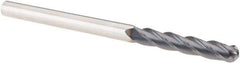 Niagara Cutter - 1/4" Diam, 1-1/2" LOC, 4 Flute Solid Carbide Ball End Mill - TiAlN Finish, Single End, 4" OAL, 1/4" Shank Diam, Spiral Flute - Eagle Tool & Supply
