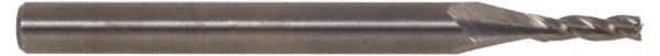 SGS - 9/16", 1-1/8" LOC, 9/16" Shank Diam, 3-1/2" OAL, 3 Flute, Solid Carbide Square End Mill - Single End, Uncoated, Spiral Flute, 30° Helix, Centercutting, Right Hand Cut, Right Hand Flute, Series 5 - Eagle Tool & Supply