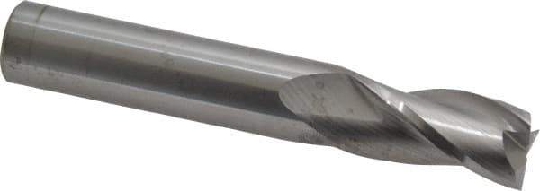 Atrax - 9/16", 1-1/4" LOC, 9/16" Shank Diam, 3-1/2" OAL, 3 Flute, Solid Carbide Square End Mill - Single End, Uncoated, Spiral Flute, 30° Helix, Centercutting, Right Hand Cut - Eagle Tool & Supply