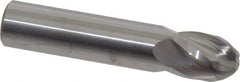 Atrax - 1/2" Diam, 5/8" LOC, 4 Flute Solid Carbide Ball End Mill - Uncoated, Single End, 2-1/2" OAL, 1/2" Shank Diam - Eagle Tool & Supply