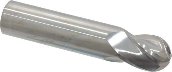 Atrax - 5/8" Diam, 3/4" LOC, 4 Flute Solid Carbide Ball End Mill - Uncoated, Single End, 3" OAL, 5/8" Shank Diam - Eagle Tool & Supply