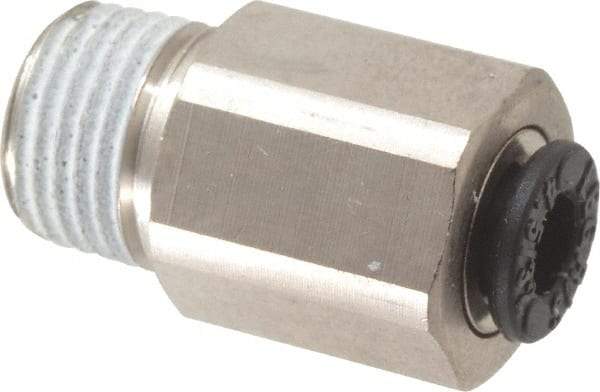 Legris - 5/32" Outside Diam, 1/8 NPT, Nickel Plated Brass Push-to-Connect Tube Self-Sealing Male Connector - 145 Max psi, Tube to Male NPT, Buna-N O-Ring - Eagle Tool & Supply