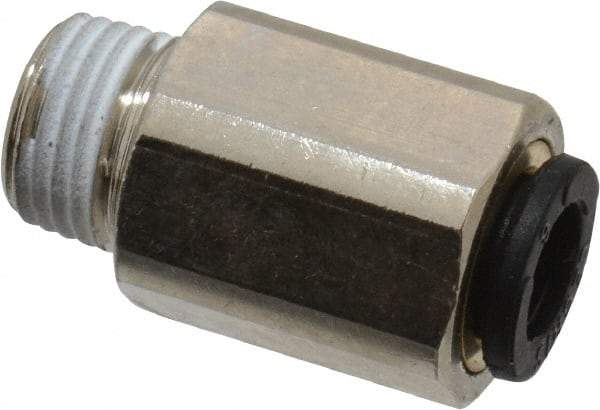 Legris - 6mm Outside Diam, 1/8 BSPT, Nickel Plated Brass Push-to-Connect Tube Self-Sealing Male Connector - 145 Max psi, Tube to Male BSPT, Buna-N O-Ring - Eagle Tool & Supply