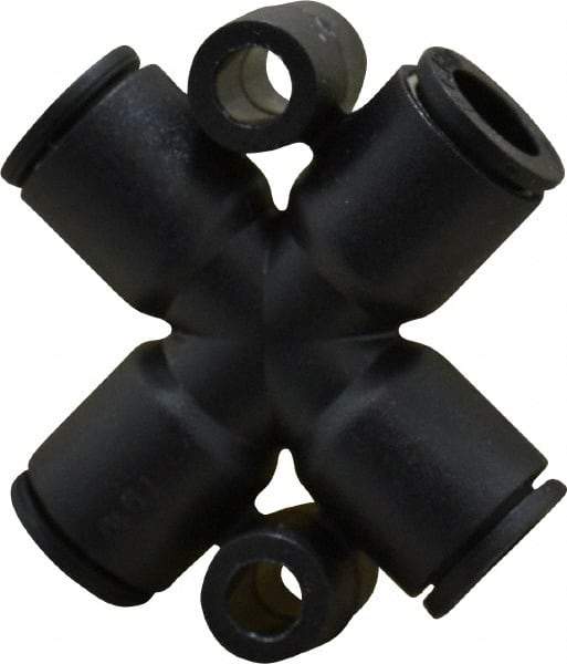 Legris - 1/4" Outside Diam, Nylon Push-to-Connect Tube Cross - 290 Max psi, Black - Eagle Tool & Supply