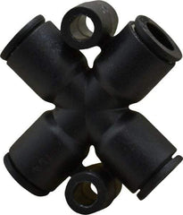 Legris - 1/4" Outside Diam, Nylon Push-to-Connect Tube Cross - 290 Max psi, Black - Eagle Tool & Supply