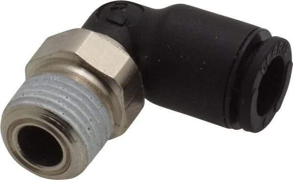 Legris - 6mm Outside Diam, 1/8 NPT, Nylon Push-to-Connect Tube Male Elbow - 290 Max psi, Tube to Male NPT Connection, Buna Nitrile O-Ring - Eagle Tool & Supply