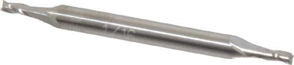 Atrax - 1/16", 1/8" LOC, 1/8" Shank Diam, 1-1/2" OAL, 3 Flute, Solid Carbide Square End Mill - Double End, Uncoated, Spiral Flute, 30° Helix, Centercutting - Eagle Tool & Supply