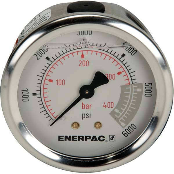 Enerpac - Hydraulic Pressure Gages & Adapters Type: Glycerine Filled Pressure Rating: 6000 - Eagle Tool & Supply