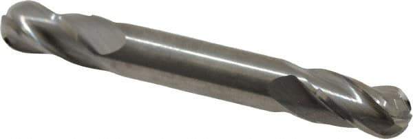 Atrax - 5/16" Diam, 1/2" LOC, 4 Flute Solid Carbide Ball End Mill - Uncoated, Double End, 2-1/2" OAL, 5/16" Shank Diam - Eagle Tool & Supply