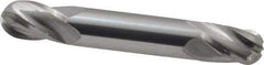 Atrax - 3/8" Diam, 9/16" LOC, 4 Flute Solid Carbide Ball End Mill - Uncoated, Double End, 3" OAL, 3/8" Shank Diam - Eagle Tool & Supply