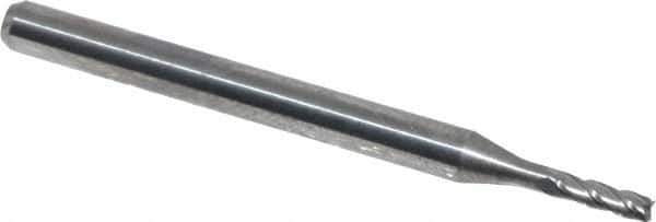 Atrax - 1.5mm, 6mm LOC, 3mm Shank Diam, 38mm OAL, 4 Flute, Solid Carbide Square End Mill - Single End, Uncoated, Spiral Flute, 30° Helix, Centercutting, Right Hand Cut - Eagle Tool & Supply