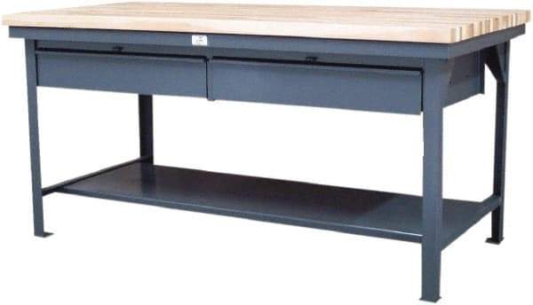 Strong Hold - 72 Wide x 36" Deep x 34" High, Stainless Steel Work Table - Flat Top, Angle Legs, Dark Gray - Eagle Tool & Supply