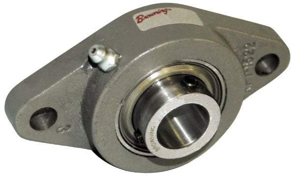 Browning - 1-7/16" ID, 6-1/8" OAL x 3-5/8" OAH 2-Bolt Flange - 3,493 Lb Static Cap, 5,782 Lb Dyn Cap, 5-1/8" Btw Mnt Hole Ctrs, Cast Iron - Eagle Tool & Supply