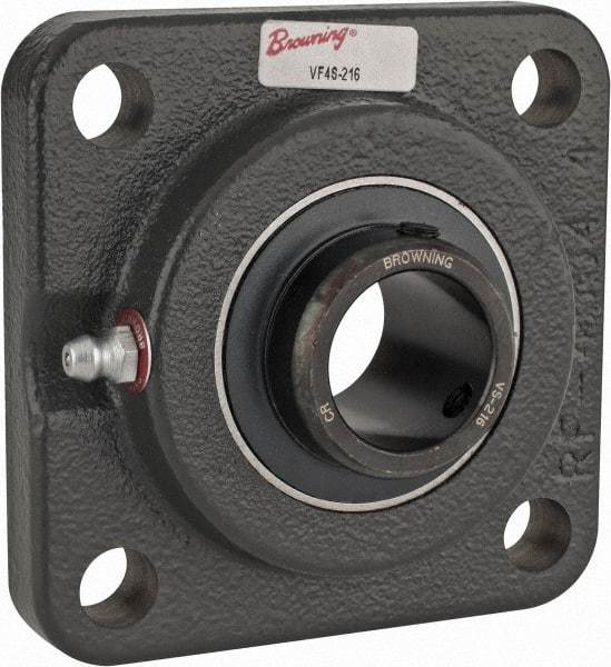 Browning - 1" ID, 3-3/4" OAL x 3-3/4" OAH 4-Bolt Flange - 1,651 Lb Static Cap, 2,801 Lb Dyn Cap, 2-3/4" Btw Mnt Hole Ctrs, Cast Iron - Eagle Tool & Supply