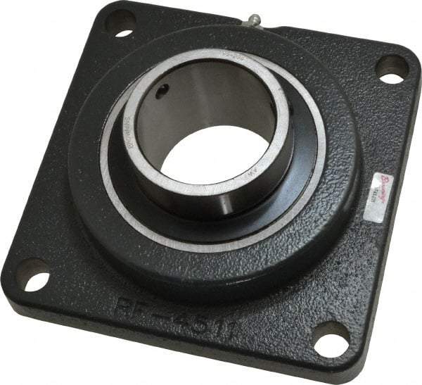 Browning - 2-7/16" ID, 6-7/8" OAL x 6-7/8" OAH 4-Bolt Flange - 8,150 Lb Static Cap, 11,789 Lb Dyn Cap, 5-5/8" Btw Mnt Hole Ctrs, Cast Iron - Eagle Tool & Supply