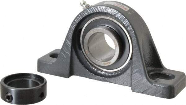 Browning - 1-3/16" ID, 6-3/16" OAL x 3-5/32" OAH Pillow Block - 2,567 Lb Static Cap, 4,381 Lb Dyn Cap, 4-5/8" Btw Mnt Hole Ctrs, 1-9/16" Base-to-Ctr Ht, Cast Iron - Eagle Tool & Supply