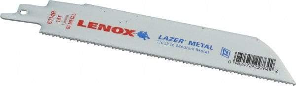 Lenox - 6" Long x 1" Thick, Bi-Metal Reciprocating Saw Blade - Straight Profile, 14 TPI, Toothed Edge - Eagle Tool & Supply