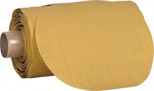 3M - 5" Diam, 320 Grit Aluminum Oxide Adhesive PSA Disc - Extra Fine Grade, Yellow, C Weighted Backing, Flexible, Use with Random Orbital Sanders - Eagle Tool & Supply