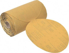 3M - 6" Diam, 320 Grit Aluminum Oxide Adhesive PSA Disc - Extra Fine Grade, Gold, A Weighted Backing, Flexible, Use with Random Orbital Sanders - Eagle Tool & Supply