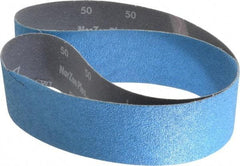 Norton - 2-1/2" Wide x 48" OAL, 50 Grit, Zirconia Alumina Abrasive Belt - Zirconia Alumina, Coarse, Coated, Y Weighted Cloth Backing, Dry, Series R821 - Eagle Tool & Supply