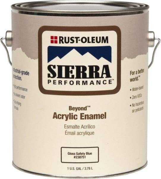 Rust-Oleum - 1 Gal Safety Blue Gloss Finish Acrylic Enamel Paint - Interior/Exterior, <0 gL VOC Compliance - Eagle Tool & Supply