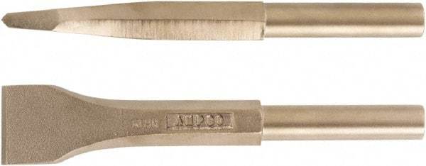 Ampco - 1-1/2" Head Width, 7-3/4" OAL, 3/4" Shank Diam, Scaling Chisel - Round Drive, Round Shank - Eagle Tool & Supply