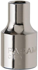 Paramount - 1/4", 3/8" Drive, Standard Hand Socket - 6 Points, 1-3/16" OAL, Steel, Chrome Finish - Eagle Tool & Supply