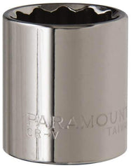 Paramount - 3/8" Drive, Standard Hand Socket - 12 Points, 1-3/16" OAL, Steel, Chrome Finish - Eagle Tool & Supply