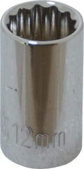 Paramount - 3/8" Drive, Standard Hand Socket - 12 Points, 1-3/16" OAL, Steel, Chrome Finish - Eagle Tool & Supply