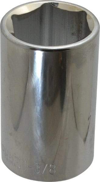 Paramount - 1-3/8", 1/2" Drive, Deep Hand Socket - 6 Points, 3-1/2" OAL, Steel, Chrome Finish - Eagle Tool & Supply