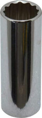 Paramount - 1/4" Drive, Deep Hand Socket - 12 Points, 1-15/16" OAL, Steel, Chrome Finish - Eagle Tool & Supply