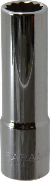 Paramount - 1/2" Drive, Deep Hand Socket - 12 Points, 3-3/32" OAL, Steel, Chrome Finish - Eagle Tool & Supply