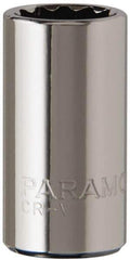 Paramount - 1/4" Drive, Standard Hand Socket - 12 Points, 15/16" OAL, Steel, Chrome Finish - Eagle Tool & Supply