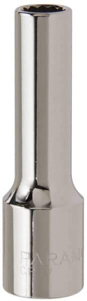 Paramount - 1/2" Drive, Deep Hand Socket - 12 Points, 3-3/32" OAL, Steel, Chrome Finish - Eagle Tool & Supply